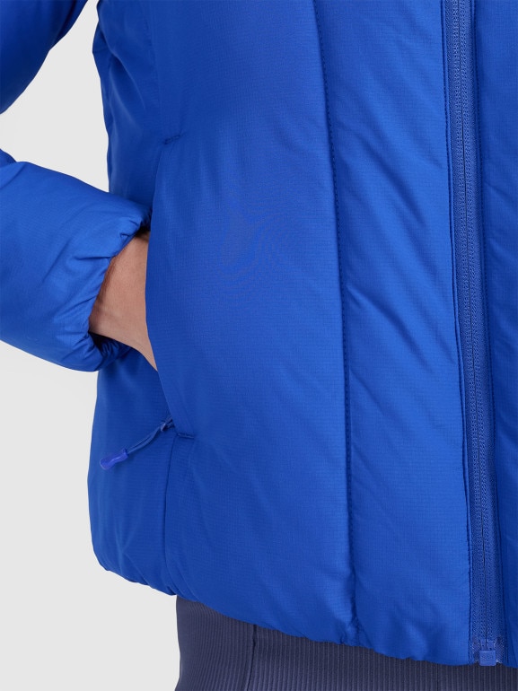 Damska kurtka puchowa pikowana 4F 4FRAW25TDJAF0706 - niebieska