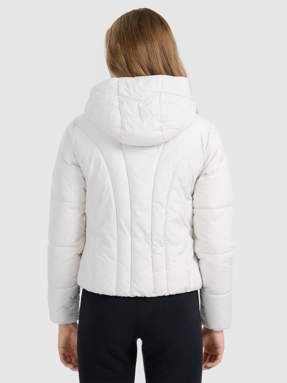 Damska kurtka puchowa pikowana 4F 4FRAW25TDJAF0706 - szara