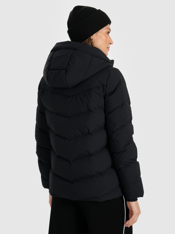 Damska kurtka puchowa pikowana 4F 4FRAW25TDJAF0813 - czarna