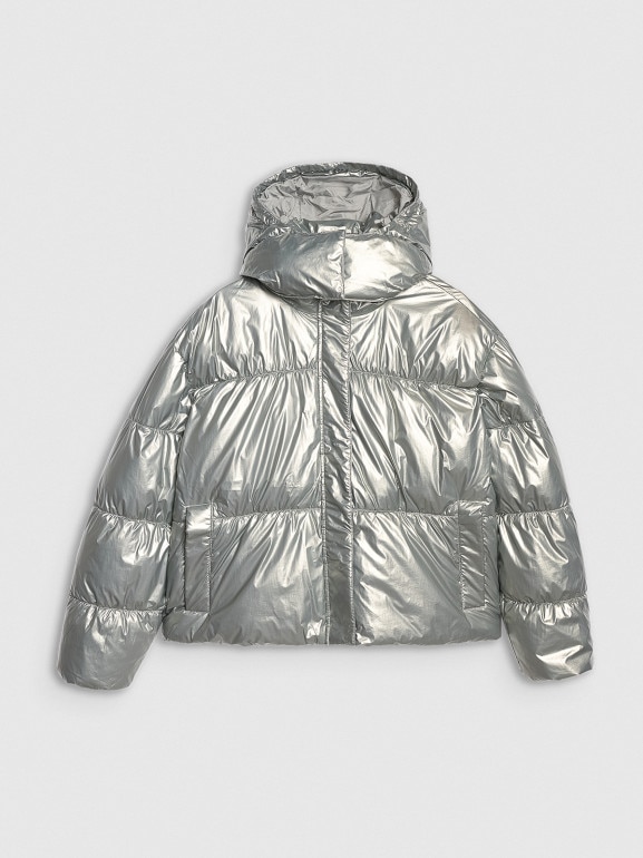 Damska kurtka puchowa pikowana 4F 4FWAW25TDJAF0716 - szara