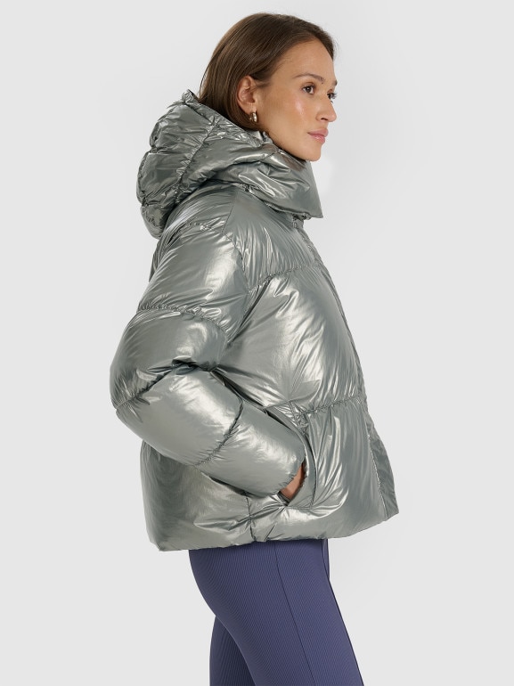 Damska kurtka puchowa pikowana 4F 4FWAW25TDJAF0716 - szara