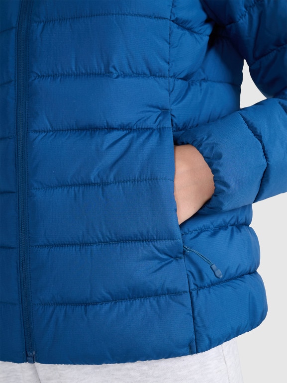 Damska kurtka puchowa pikowana 4F 4FWAW25TDJAF580 - granatowa