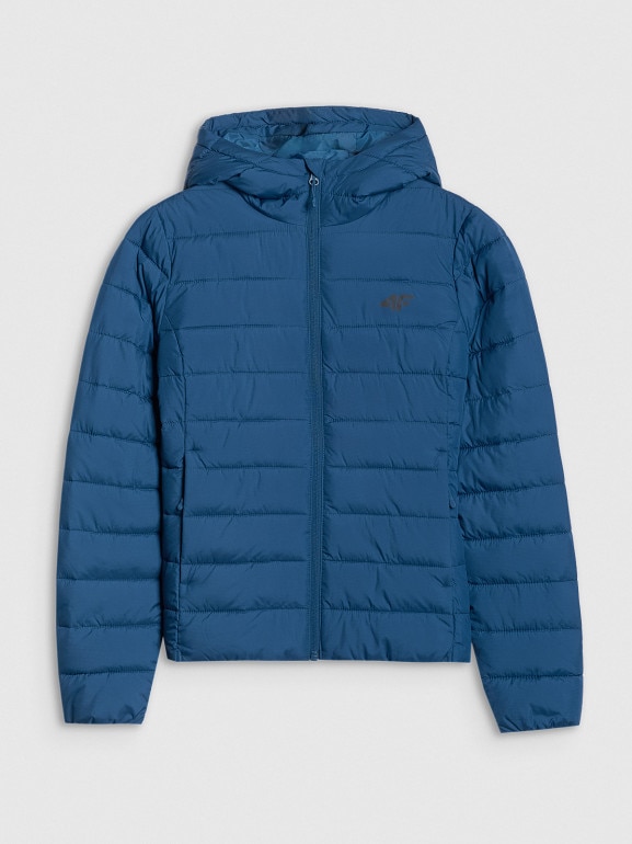 Damska kurtka puchowa pikowana 4F 4FWAW25TDJAF580 - granatowa