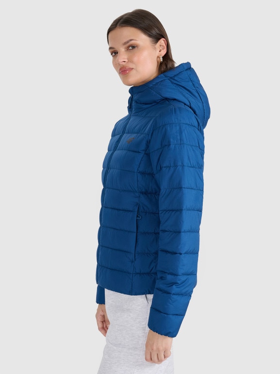 Damska kurtka puchowa pikowana 4F 4FWAW25TDJAF580 - granatowa