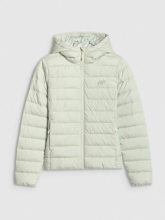 Damska kurtka puchowa pikowana 4F 4FWAW25TDJAF580 - zielona
