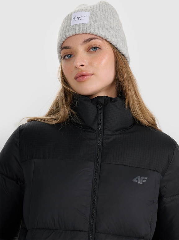 Damska kurtka puchowa pikowana 4F 4FWAW25TDJAF581 - czarna