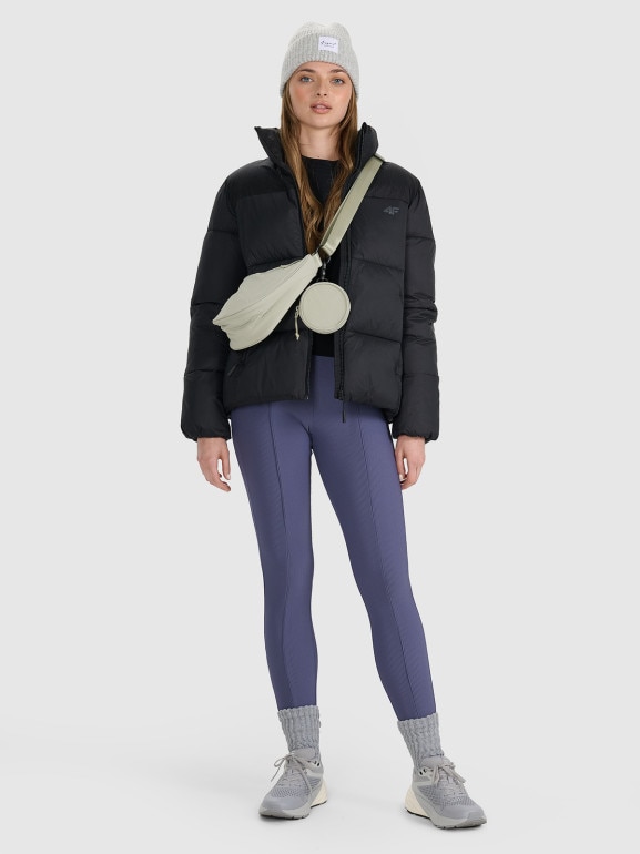 Damska kurtka puchowa pikowana 4F 4FWAW25TDJAF581 - czarna