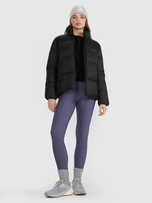 Damska kurtka puchowa pikowana 4F 4FWAW25TDJAF581 - czarna