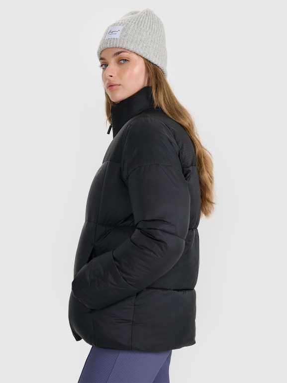 Damska kurtka puchowa pikowana 4F 4FWAW25TDJAF581 - czarna