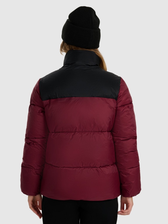 Damska kurtka puchowa pikowana 4F 4FWAW25TDJAF581 - bordowa