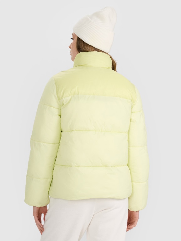 Damska kurtka puchowa pikowana 4F 4FWAW25TDJAF581 - żółta