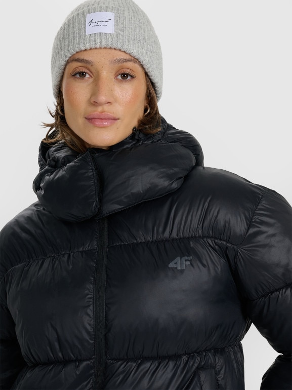 Damska kurtka puchowa pikowana 4F 4FWAW25TDJAF585 - czarna