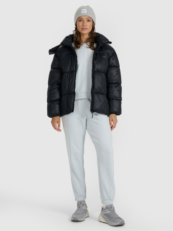 Damska kurtka puchowa pikowana 4F 4FWAW25TDJAF585 - czarna