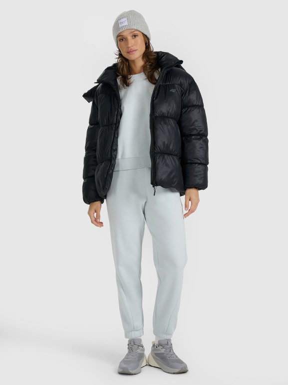 Damska kurtka puchowa pikowana 4F 4FWAW25TDJAF585 - czarna