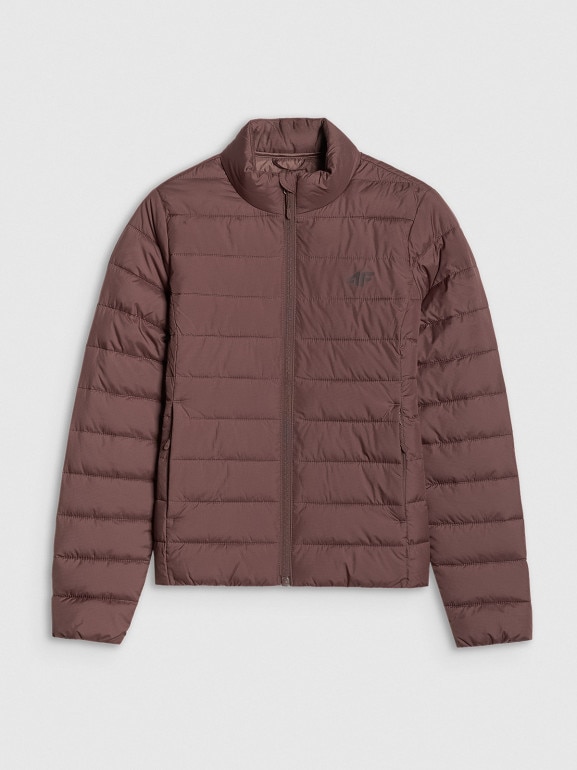 Damska kurtka puchowa pikowana 4F 4FWAW25TDJAF665 - brązowa