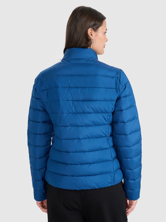 Damska kurtka puchowa pikowana 4F 4FWAW25TDJAF665 - niebieska