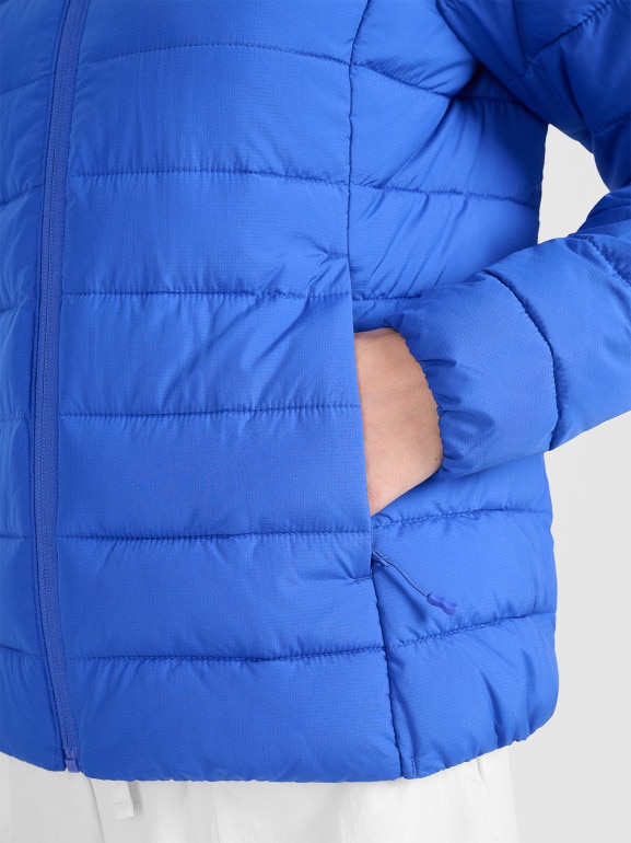 Damska kurtka puchowa pikowana 4F 4FWAW25TDJAF665 - niebieska