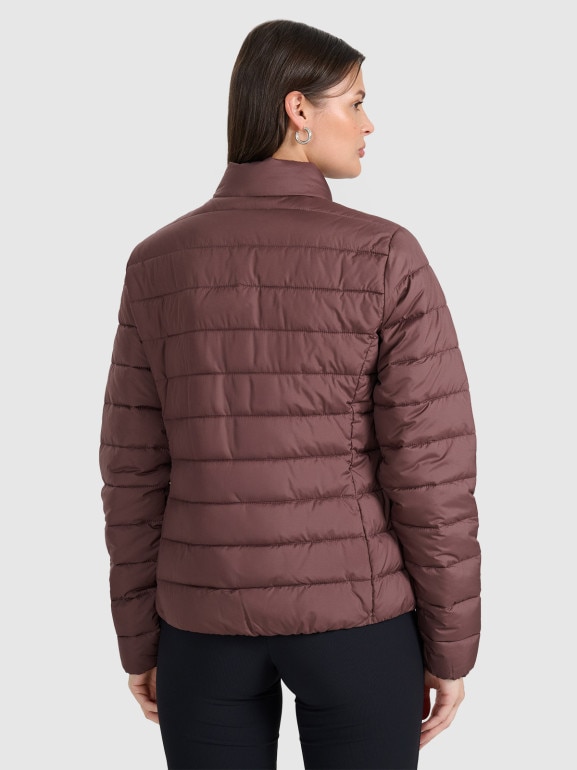 Damska kurtka puchowa pikowana 4F 4FWAW25TDJAF665 - brązowa