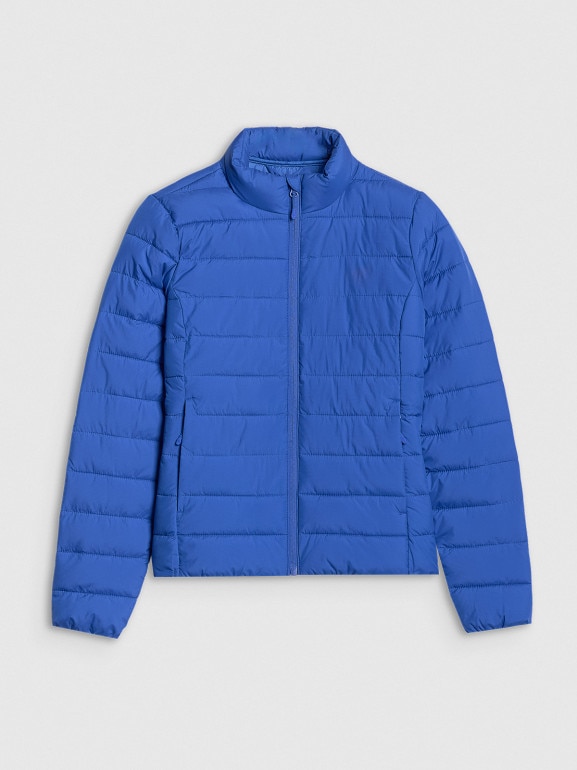 Damska kurtka puchowa pikowana 4F 4FWAW25TDJAF665 - niebieska