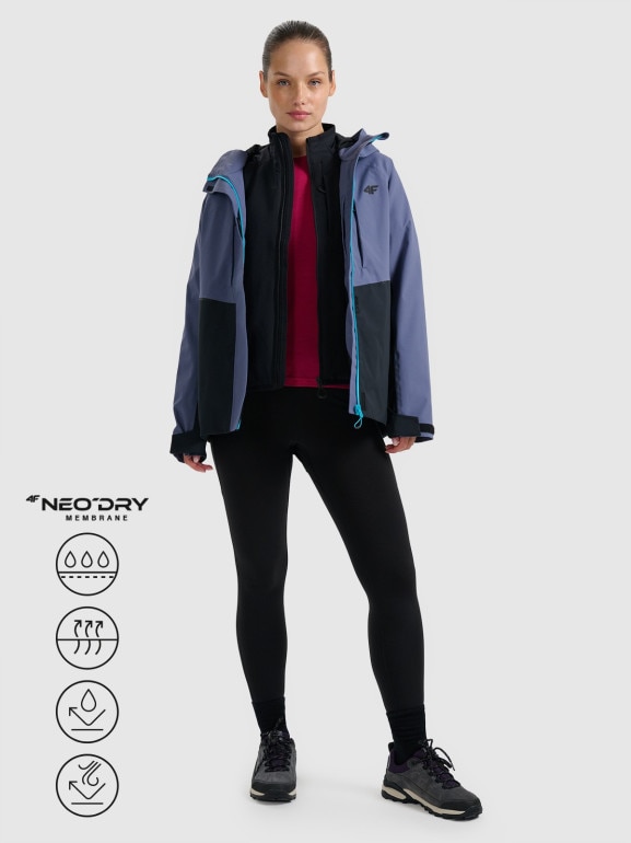 Damska kurtka trekkingowa 4F 4FWAW25TTJAF1011 - niebieska