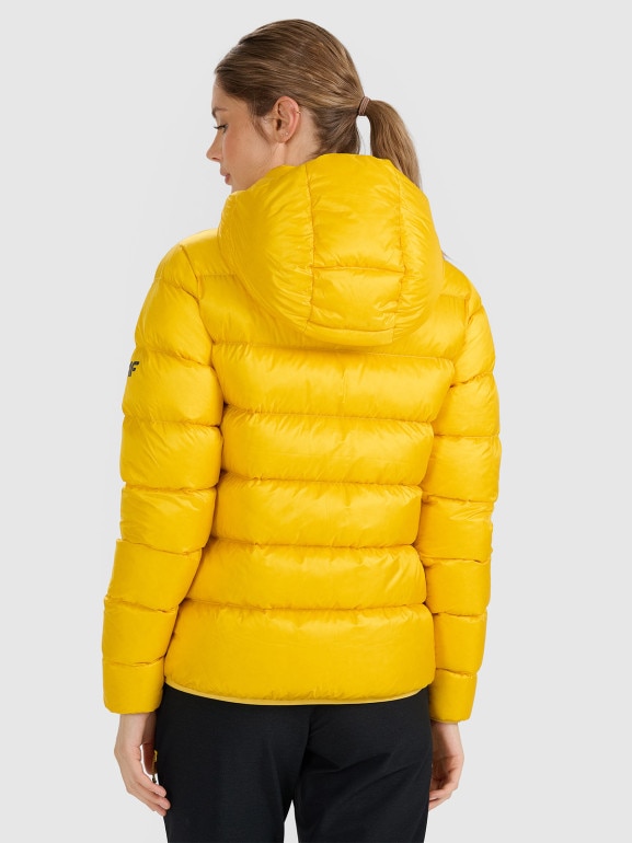 Damska kurtka trekkingowa z puchem naturalnym 4F 4FWAW25TDJAF0734 - żółta