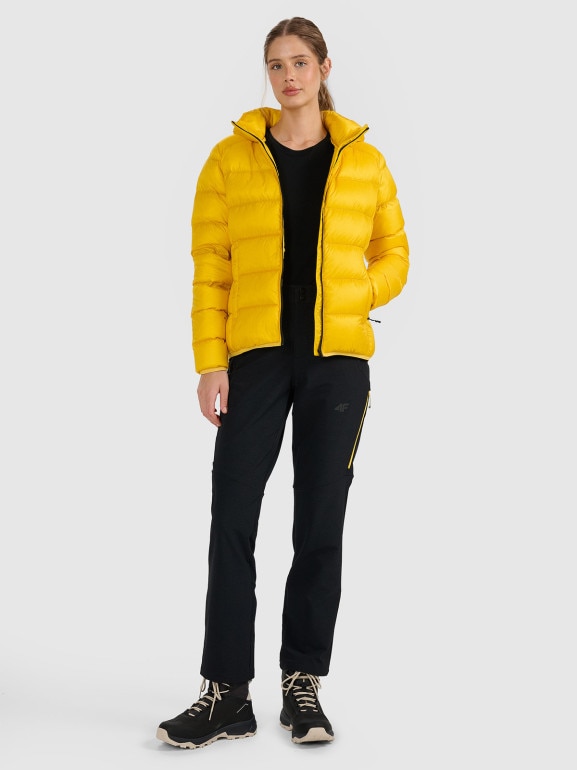 Damska kurtka trekkingowa z puchem naturalnym 4F 4FWAW25TDJAF0734 - żółta