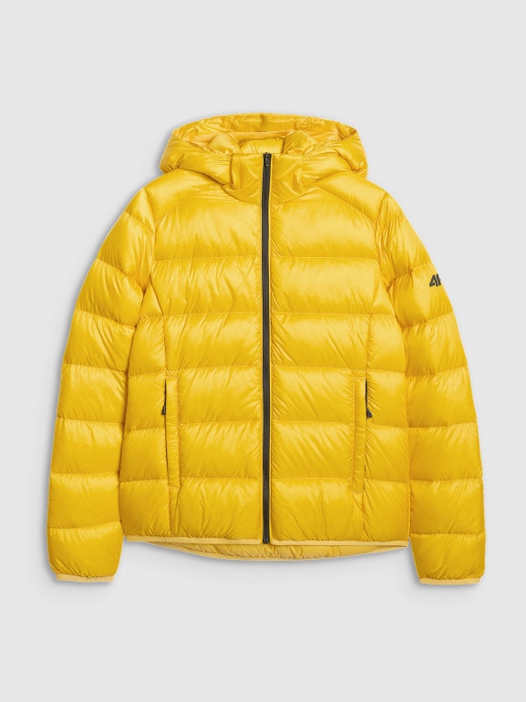 Damska kurtka trekkingowa z puchem naturalnym 4F 4FWAW25TDJAF0734 - żółta