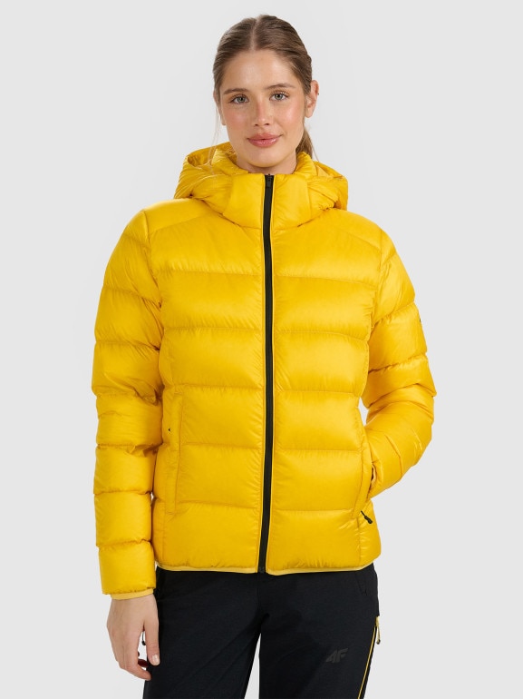 Damska kurtka trekkingowa z puchem naturalnym 4F 4FWAW25TDJAF0734 - żółta