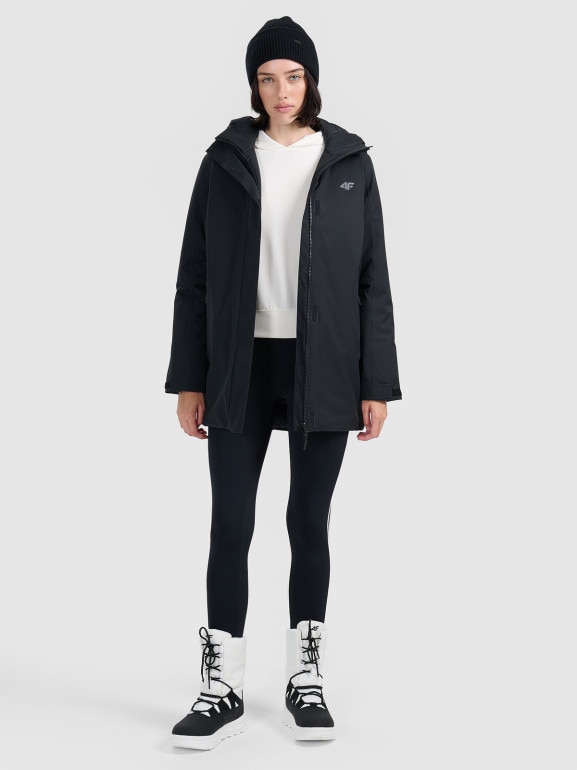 Damska parka zimowa 4F FRAW25TTJAF1027 - czarna