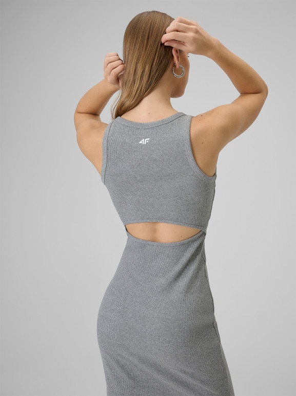 Damska sukienka dzianinowa 4F 4FWSS26TDREF184 - szara