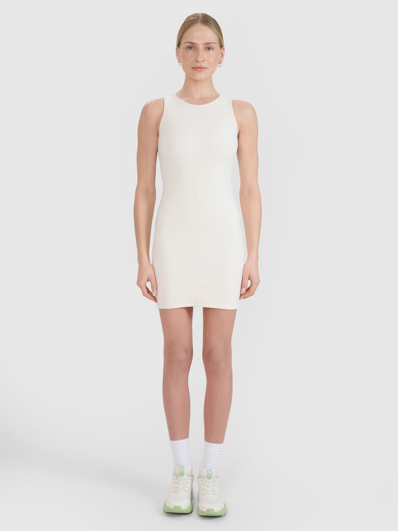 Damska sukienka midi 4F 4FRSS25TDREF188 - biała