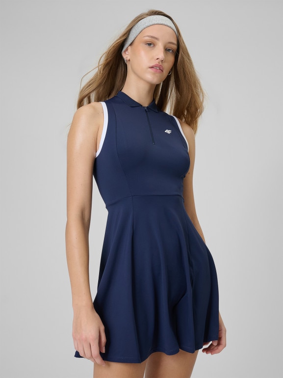 Damska sukienka tenisowa 4F 4FWSS26TDREF183 - granatowa