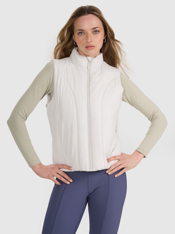 Damski bezrękawnik puchowy pikowany 4F 4FRAW25TVJAF294 - szary