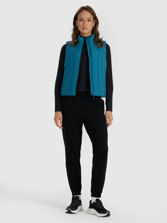 Damski bezrękawnik puchowy pikowany 4F 4FRAW25TVJAF294 - turkusowy