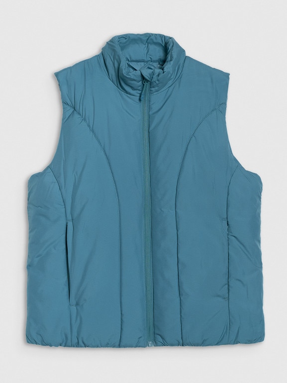 Damski bezrękawnik puchowy pikowany 4F 4FRAW25TVJAF294 - turkusowy