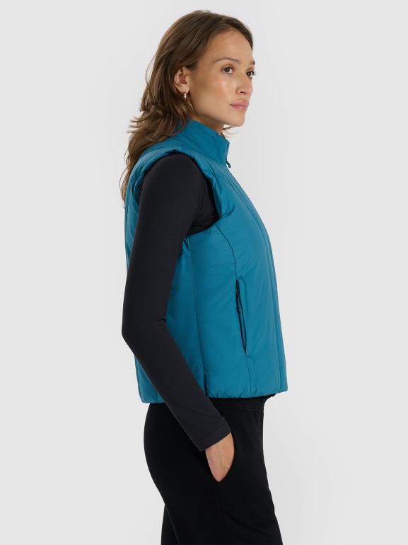 Damski bezrękawnik puchowy pikowany 4F 4FRAW25TVJAF294 - turkusowy