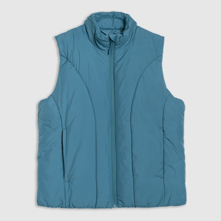 Damski bezrękawnik puchowy pikowany 4F 4FRAW25TVJAF294 - turkusowy