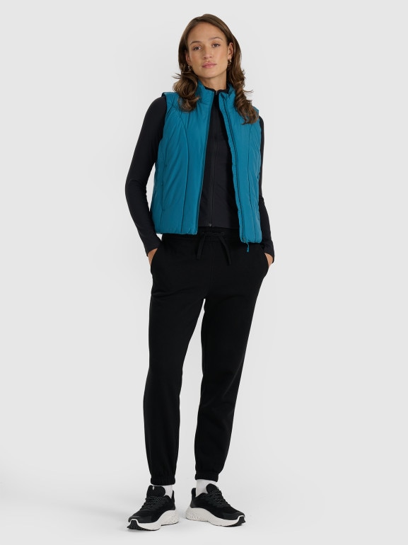 Damski bezrękawnik puchowy pikowany 4F 4FRAW25TVJAF294 - turkusowy