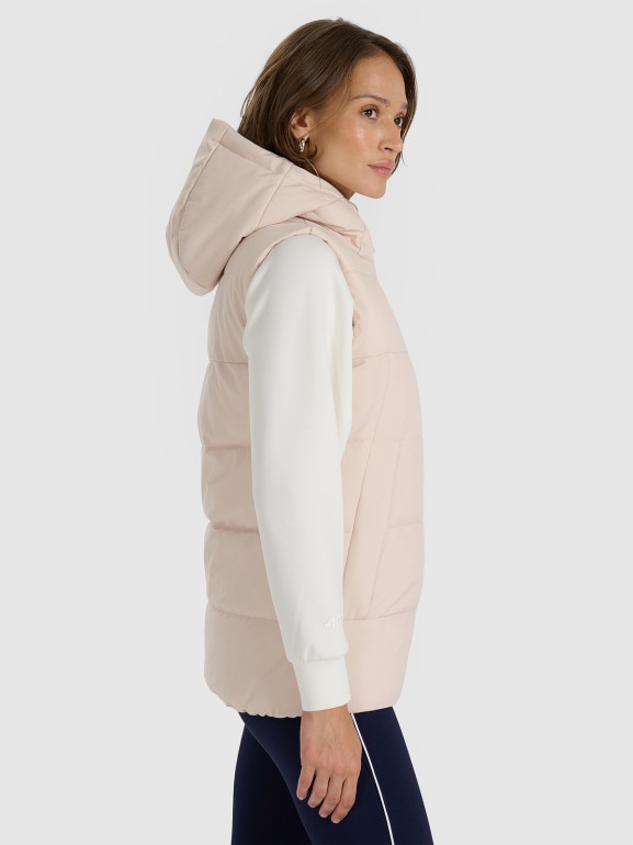 Damski bezrękawnik puchowy pikowany 4F 4FRAW25TVJAF327 - beżowy