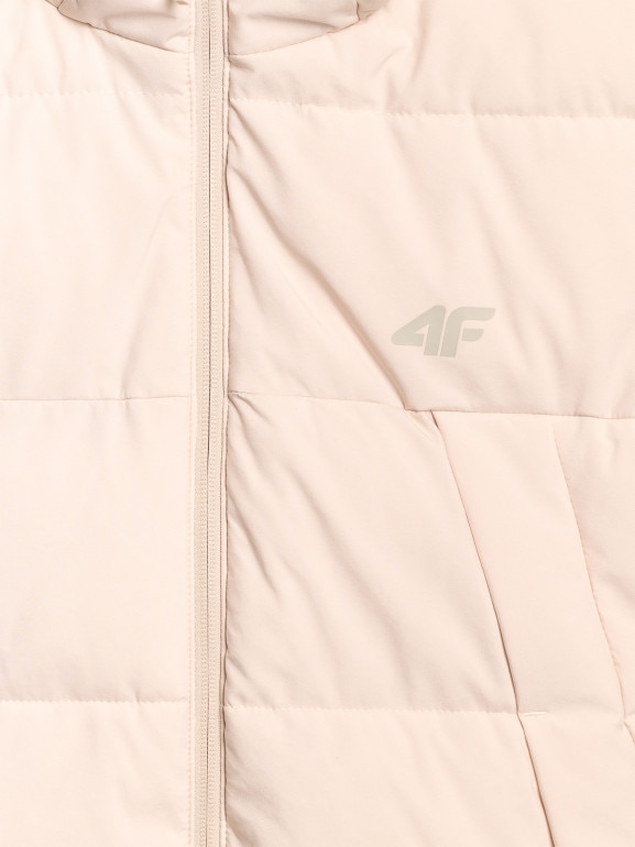 Damski bezrękawnik puchowy pikowany 4F 4FRAW25TVJAF327 - beżowy