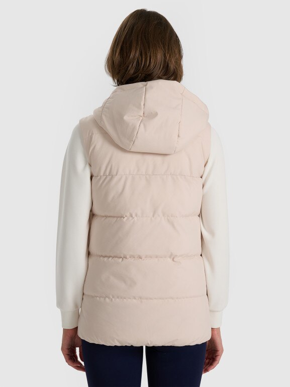 Damski bezrękawnik puchowy pikowany 4F 4FRAW25TVJAF327 - beżowy