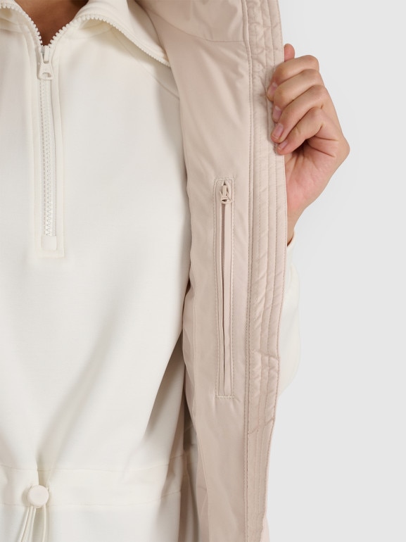 Damski bezrękawnik puchowy pikowany 4F 4FRAW25TVJAF327 - beżowy