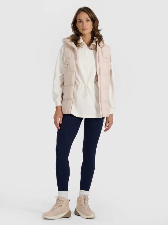 Damski bezrękawnik puchowy pikowany 4F 4FRAW25TVJAF327 - beżowy