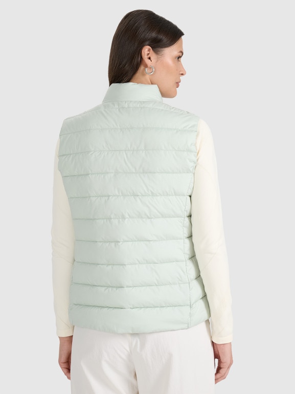 Damski bezrękawnik puchowy pikowany 4F 4FWAW25TVJAF218 - zielony