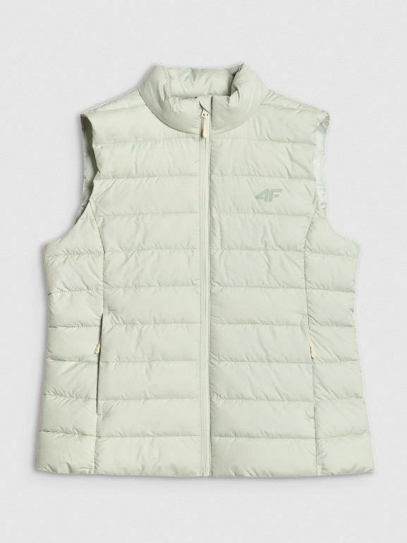 Damski bezrękawnik puchowy pikowany 4F 4FWAW25TVJAF218 - zielony