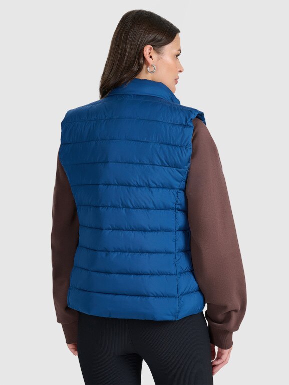 Damski bezrękawnik puchowy pikowany 4F 4FWAW25TVJAF218 - niebieski