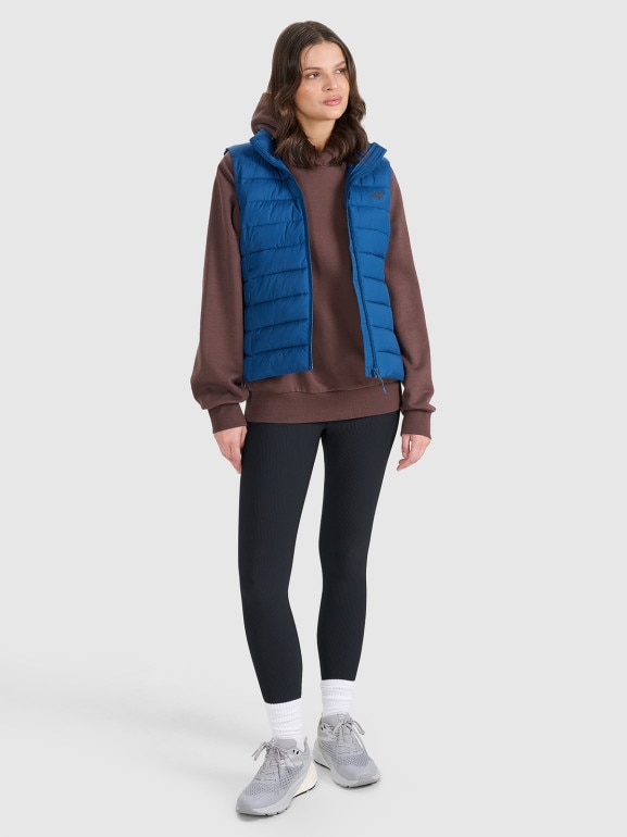 Damski bezrękawnik puchowy pikowany 4F 4FWAW25TVJAF218 - niebieski