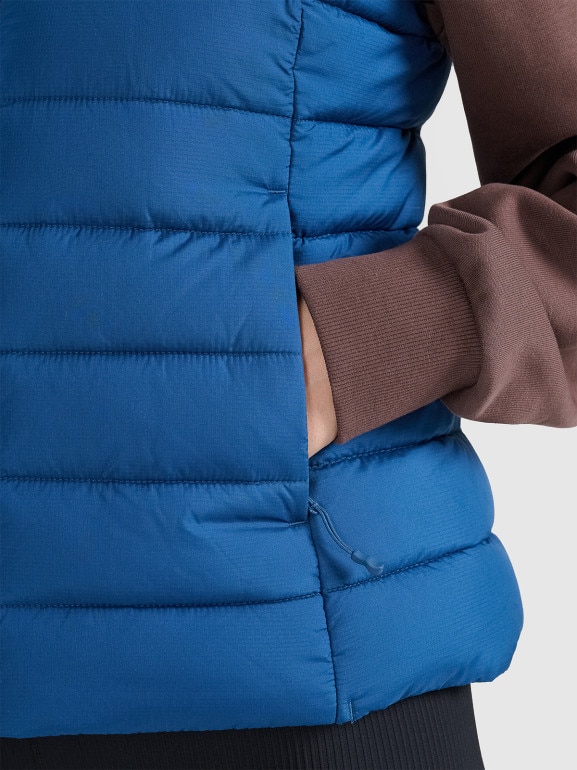 Damski bezrękawnik puchowy pikowany 4F 4FWAW25TVJAF218 - niebieski