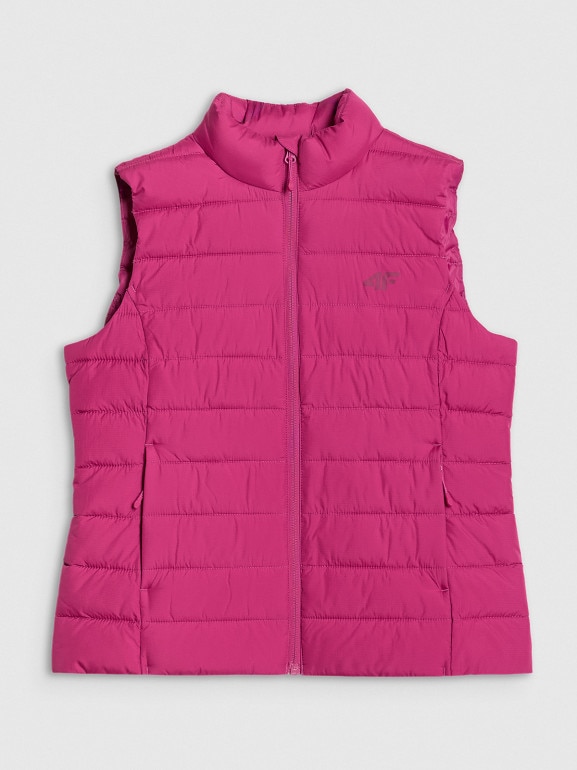 Damski bezrękawnik puchowy pikowany 4F 4FWAW25TVJAF218 - różowy