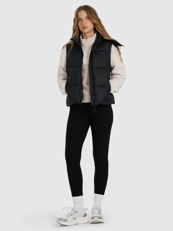 Damski bezrękawnik puchowy pikowany 4F 4FWAW25TVJAF223 - czarny